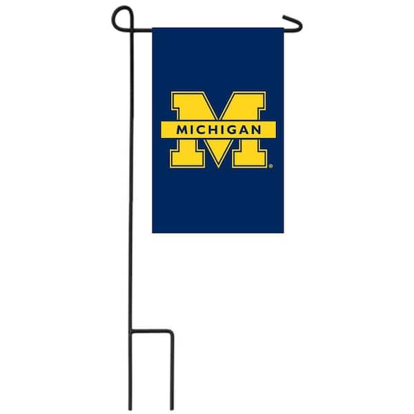 1 ft. x 1-1/2 ft. University Of Michigan 2-Sided Garden Flag with 3-2/3 ft. Metal Flagpole