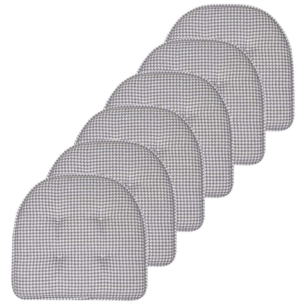 Gray Houndstooth Memory Foam U-Shaped Dining Chair Cushions Set of 6