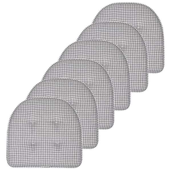Sweet Home Collection Gray, Houndstooth Stitch Memory Foam U-Shaped 16 in. x 16 in. Non-Slip Indoor/Outdoor Chair Seat Cushion (6-Pack)