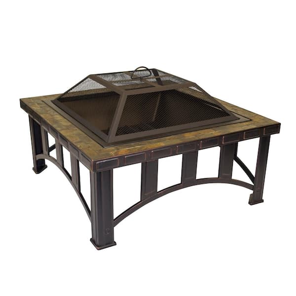 Outdoor Leisure Model 5502 Thirty Inch Firepit With Decorative Slate Hearth And Oil Rubbed Bronze Finish 5502 The Home Depot