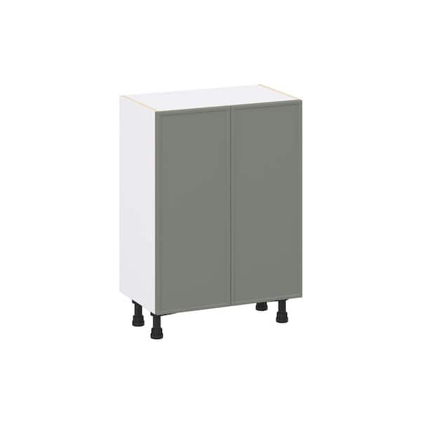 J COLLECTION Fairview 24 in. W x 14 in. D x 34.5 in. H Assembled Slim Shaker Full Height Doors Base Kitchen Cabinet in Moss Green