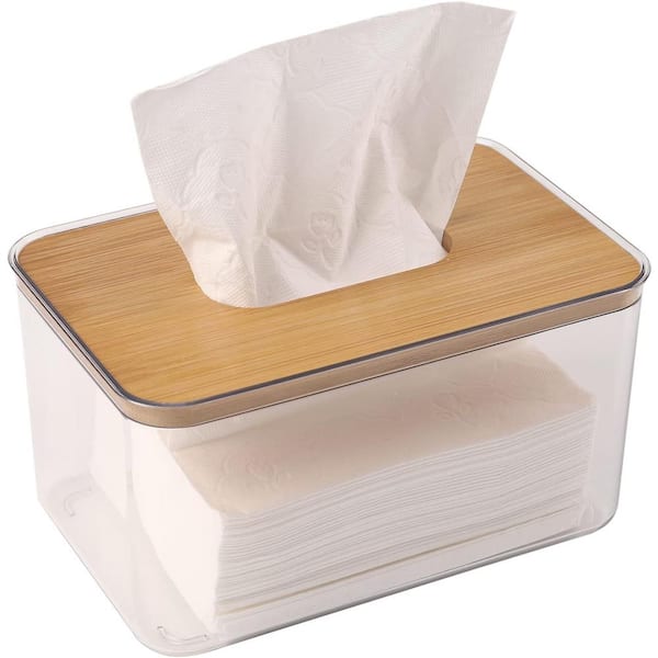 CLAVIE Square Transparent Acrylic Tissue Box