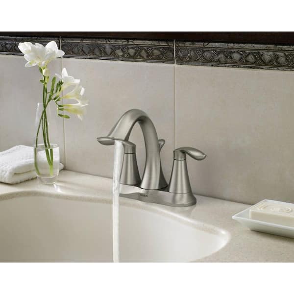 Eva 4 in. Centerset 2-Handle High-Arc Bathroom Faucet in Brushed Nickel (2-Pack)