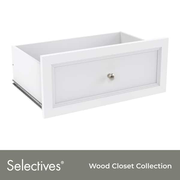 Selectives 10 in. H x 23.5 in. W White Wood Drawer with Silver Handle