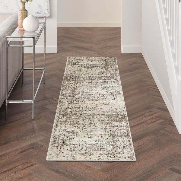 Concerto Ivory Beige 2 ft. x 10 ft. Abstract Contemporary Runner Area Rug