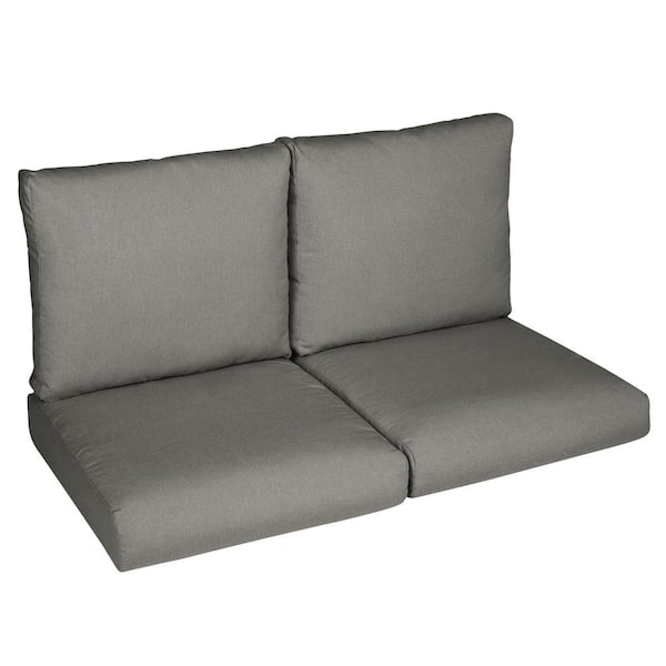 SORRA HOME 27 in. x 29 in. x 5 in., 4-Piece, Deep Seating Outdoor Loveseat Cushion in Sunbrella Canvas Charcoal