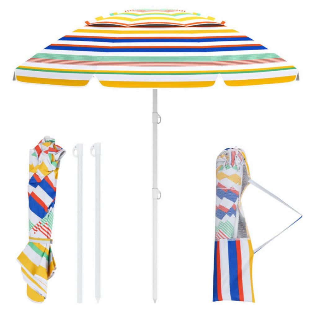 6.5 ft. Outdoor Patio Umbrella Beach Umbrella with Tilt Adjustment & Sand Anchor in Colorful price history on PriceWatchPro
