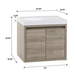 Millhaven 24.5 in. W x 18.75 in. D x 22.25 in. H Bath Vanity in Forest Elm with White Cultured Marble Top