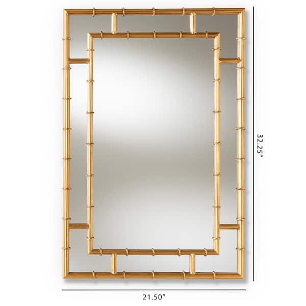Medium Rectangle Antique Gold Contemporary Mirror (32.25 in. H x 21.5 in. W)