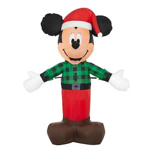 3.5 ft. LED Woodland Mickey in Green Shirt Christmas Airblown® Inflatable