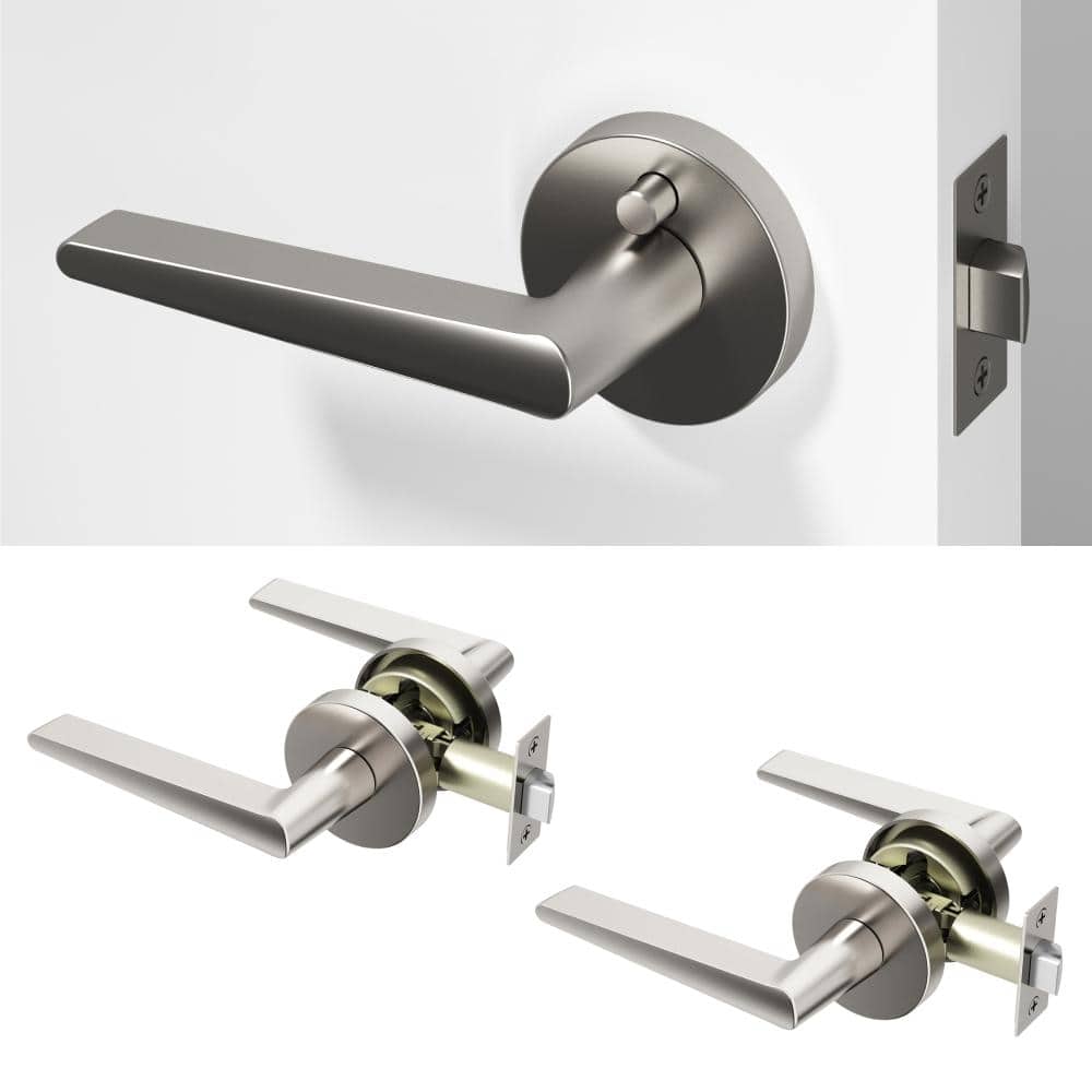Okun Halo Metal Brushed Nickel Privacy Bed/Bath Flat Door Handle