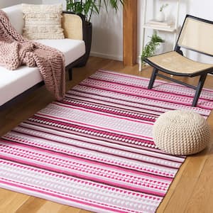 Montauk Pink/Ivory 8 ft. x 10 ft. Striped Triangle Area Rug