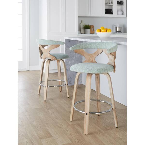 Lumisource Gardenia 25.5 in. Lt Green Fabric White Washed