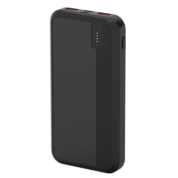 10000 mAh PD 22.5W Portable Fast Charging Power Bank in Black with Type-C Port and Two USB Port