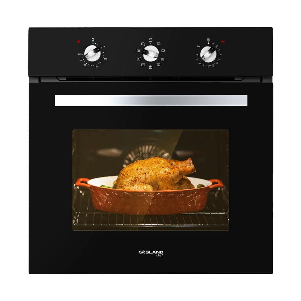 24 in. Built-in Electric Single Wall Oven with Rotisserie, 9-Cooking Modes, Mechanical Knob Control in Black