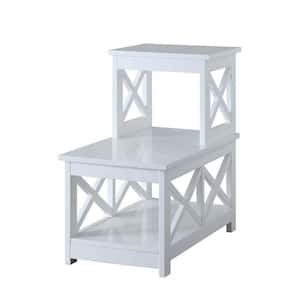 Oxford 23.75 in. White Wood 2 Step Chairside End Table