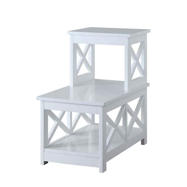 Convenience Concepts Oxford 23.75 in. White Wood 2 Step Chairside End Table