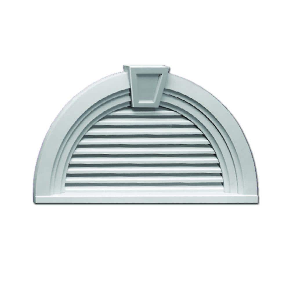 Fypon 36 in. x 18.5625 in. Half Round White Polyurethane Weather Resistant Gable Louver Vent -  FHRLV36X18MTK