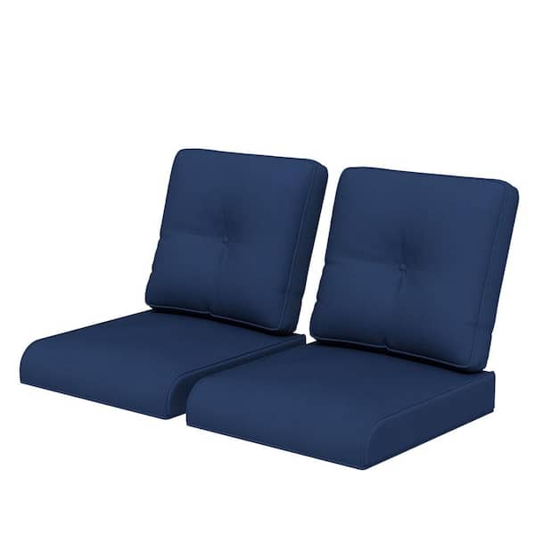 22 in. x 24 in. 2-Piece Outdoor Lounge Chair Replacement Cushion Set in Blue