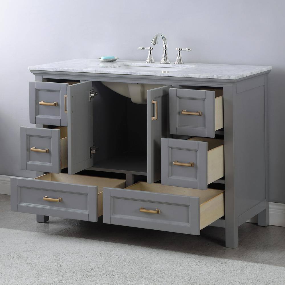 Isla 48" Gray Single Vanity with Marble Countertop