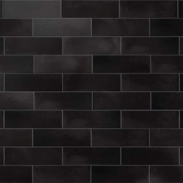 Merola Tile Coco Glossy Black Hat 2 in. x 5-7/8 in. Porcelain Wall Tile (5.94 sq. ft./Case)