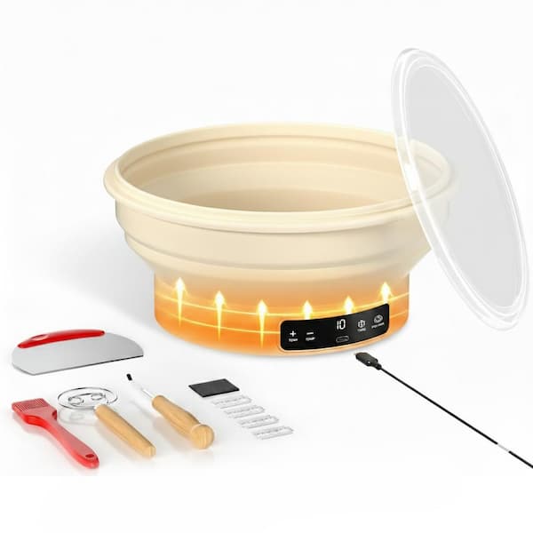 Electric Sourdough Starter Kit w/ 6-Temp Control, Timer-9 in. Foldable Bread Proofing Basket Set-Includes Scraper, Lame