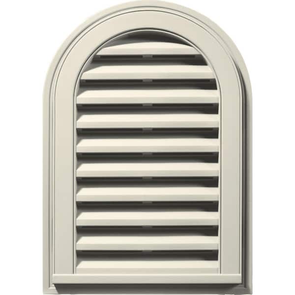 Builders Edge 14 in. x 22 in. Round Top White Plastic UV Resistant Gable Louver Vent