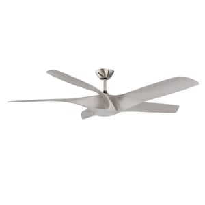 TITUS 60 in. Integrated LED Indoor Nickel Ceiling Fan with White Polycarbonate (PC) Plastic Shade