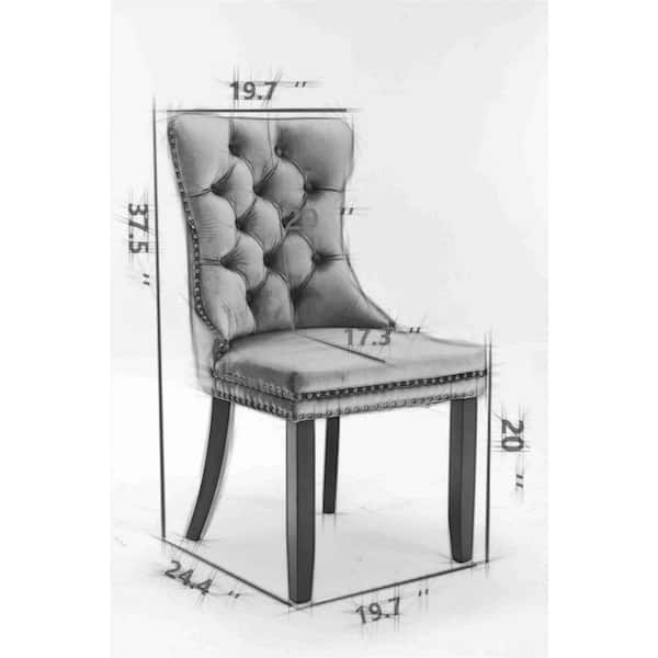 Louis Traditional Beige Faux Leather and Black Wood 2-Piece Dining Chair Set