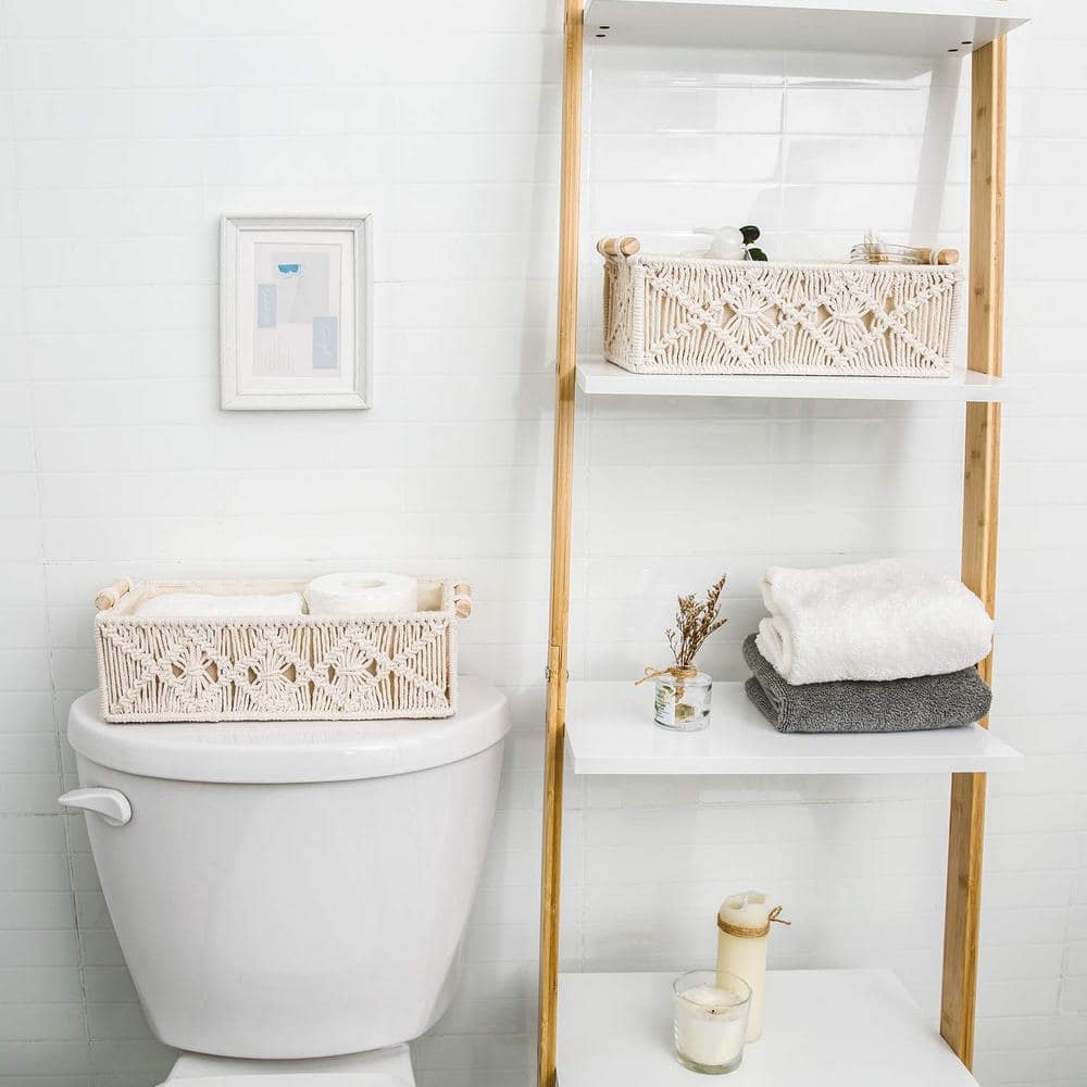 Boho Decor Storage Basket, Handmade Woven Decorative Countertop Toilet Shelf,  Cabinet Organizer Box For Bathroom Bedroom Living Room, Home Decor,  Bathroom Organizers & Storage - Temu