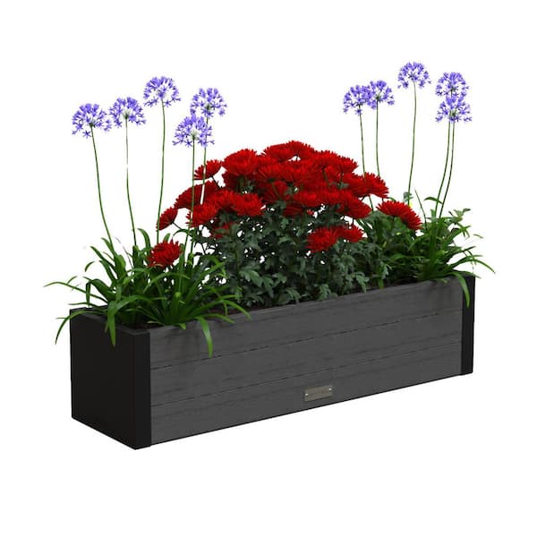 Horizon 36 in. x 10 in. x 9 in. Charcoal Plastic Vinyl Window Box
