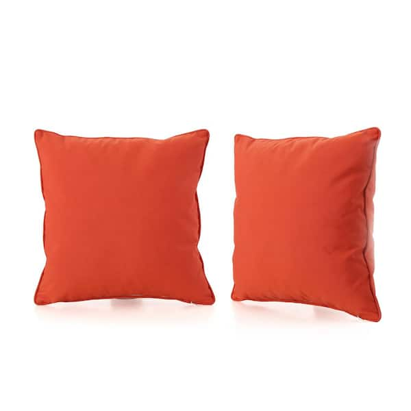 Noble House Coronado Orange Square Outdoor Patio Throw Pillow (2-Pack)