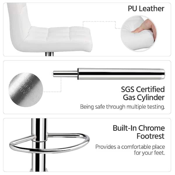 LACOO 33 in. - 44 in. Height White Low Back Metal Adjustable