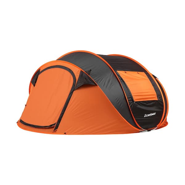 5-8 Person Outdoor Camping Tent Pop-Up Camping Boat Tent in Black Orange