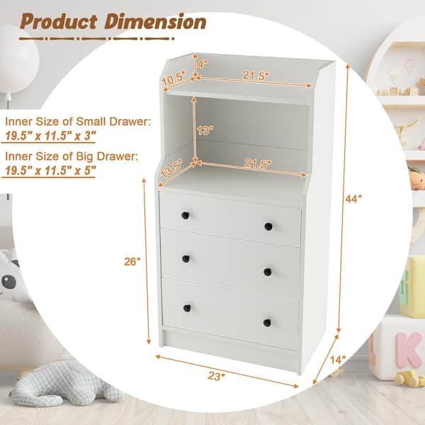 Gymax Drawer White Chest of Drawers Dresser Clothes Storage Bedroom Tall  Furniture Cabinet 23 .5 in. x 16 in. x 53.5 in. GYM03587 - The Home Depot