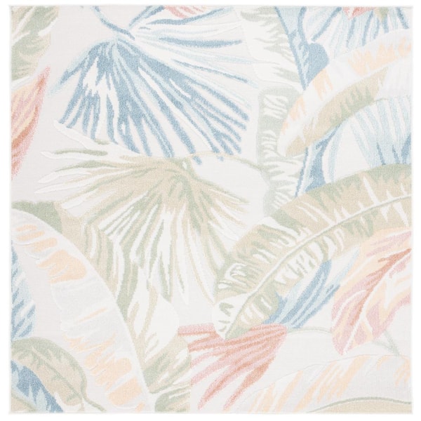 Sarasota Light Green/Beige 7 ft. x 7 ft. Floral Square Area Rug