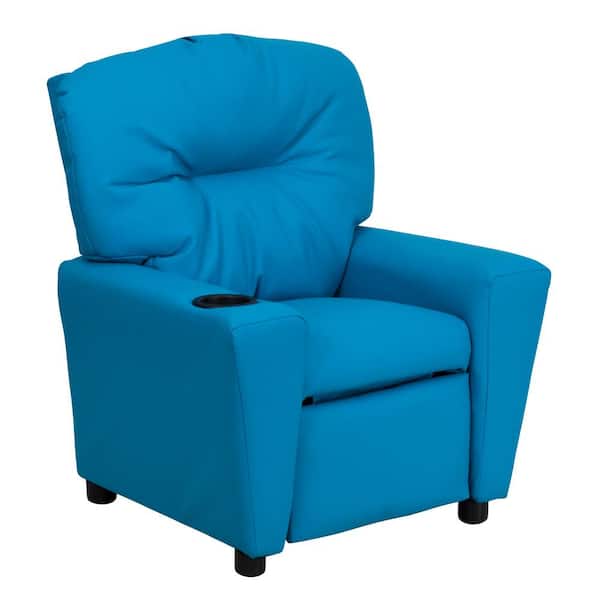 Flash Furniture Contemporary Turquoise Vinyl Kids Recliner with Cup Holder