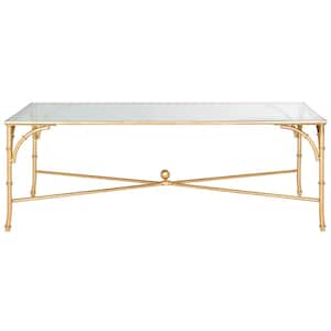Maurice 50 in. Gold/Glass Coffee Table