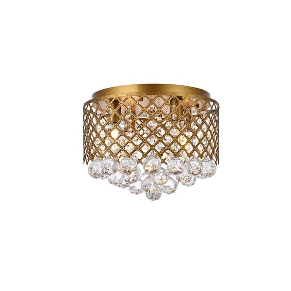 Unbranded Timless Home 13.5 in. 4-Light Contemporary Brass and Clear Flush Mount with No Bulbs Included