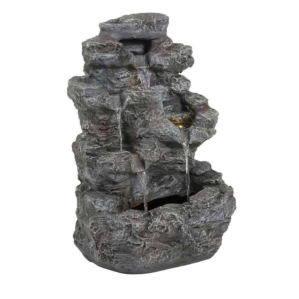 23.75 in. Electric Cement Lighted Column Tiered Fountain with LED Lights Space-Saving and Weather Resistant price history on PriceWatchPro