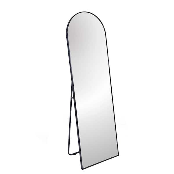 Black 20 in. W x 63 in. H Rectangle Glass Full-Length Framed Mirror