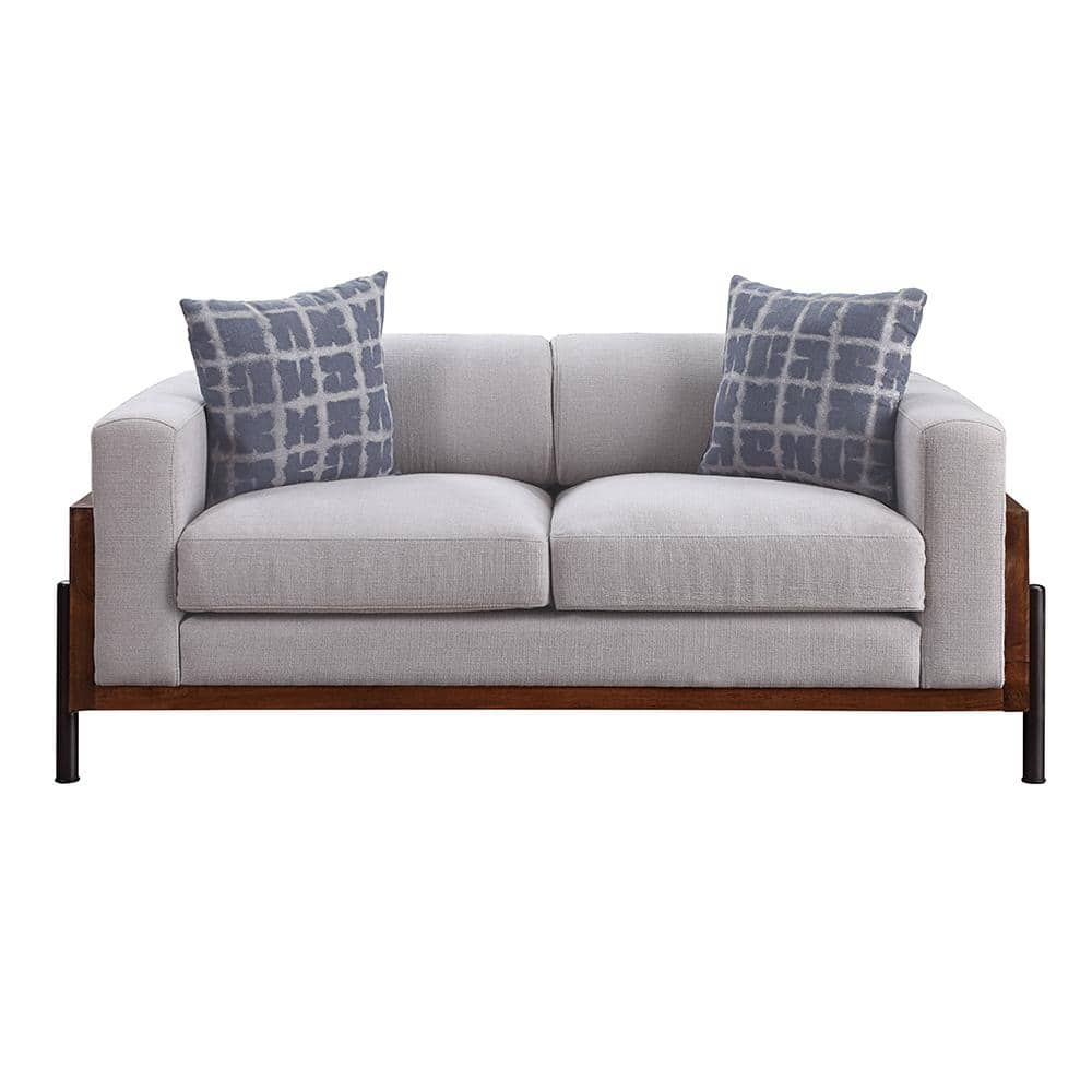 Acme Furniture Pelton 71 in. Walnut Fabric 2-Seats Loveseat