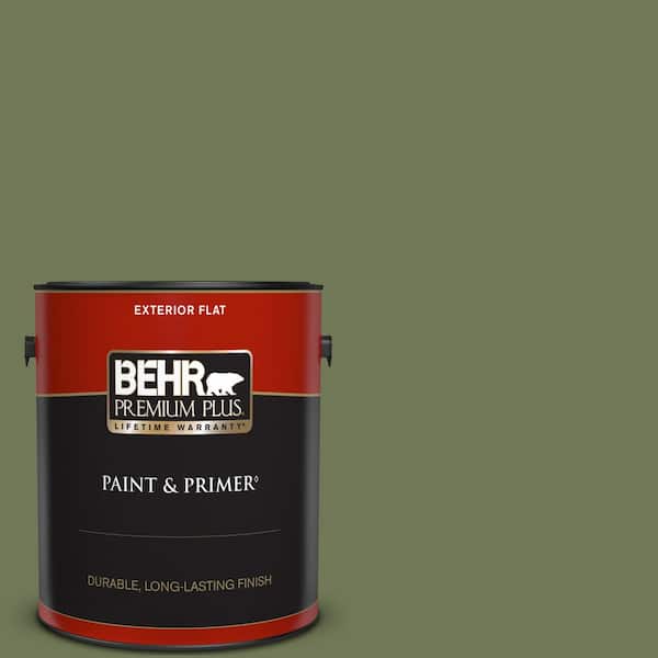 BEHR PREMIUM PLUS 1 gal. #BIC-56 Jalapeno Flat Exterior Paint & Primer
