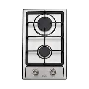 12 in. 2 Burners Recessed Gas Cooktop in Stainless Steel, LPG/NG Dual Fuel Gas Stove Top