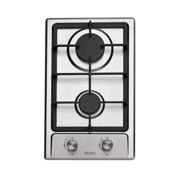 12 in. 2 Burners Recessed Gas Cooktop in Stainless Steel, LPG/NG Dual Fuel Gas Stove Top