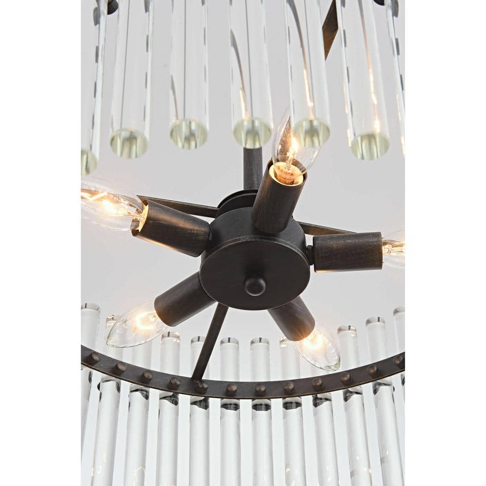Casandra Antique Black Crystal Chandelier with Adjustable Height