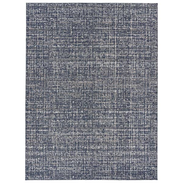 Rumba 9 ft. x 12 ft. Slate Blue/Earth Tone Plush Modern Abstract Area Rug