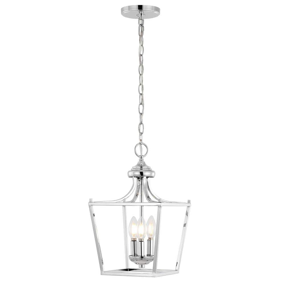Camden Rustic 10" Chrome LED Pendant Lantern with Adjustable Chain