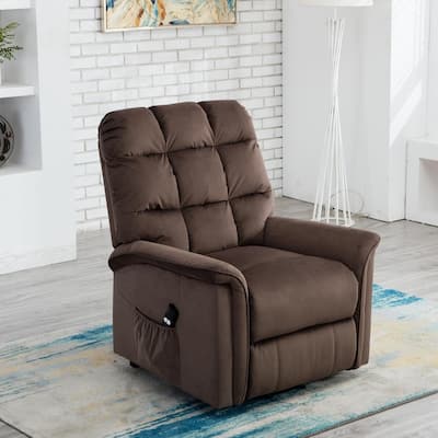 33 in. Width Big and Tall Chocolate Microfiber Lift Recliner