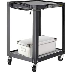 AV Cart 26 in. Height 150 lbs. Media Cart with Power Strip 24 in. x 18 in. Presentation Cart with 2 Shelves